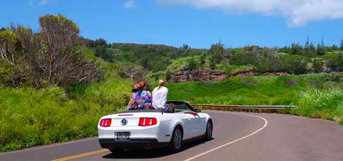 Young drivers enjoying a Maui car rental