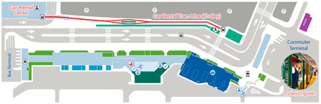 Maui airport car rental center trolley map