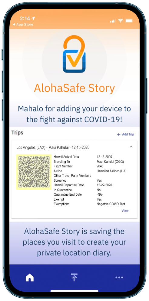 AlohaStory COVID-19 phone app for Maui visitors