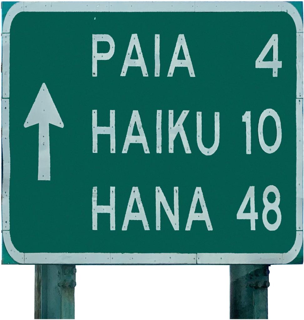 Road to Hana sign