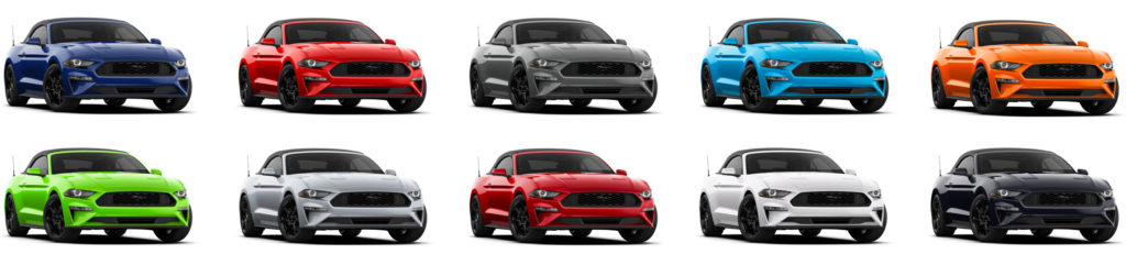 Color selection of Mustang convertibles