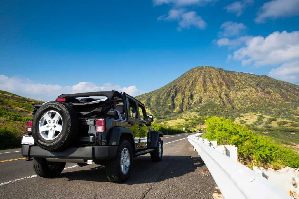 parked rental car on road