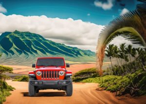 Red Jeep rental in Maui